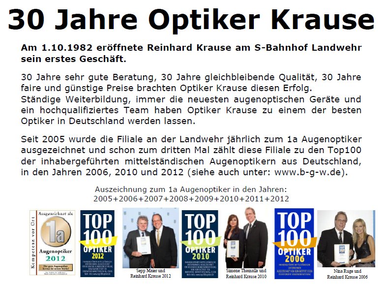 30 Jahre Optiker Krause
