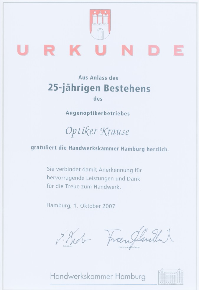 Urkunde Handwerkskammer
